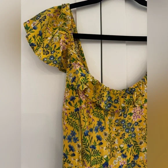 Floral Yellow Dress with Ruffled Sleeves - Picture 6 of 6